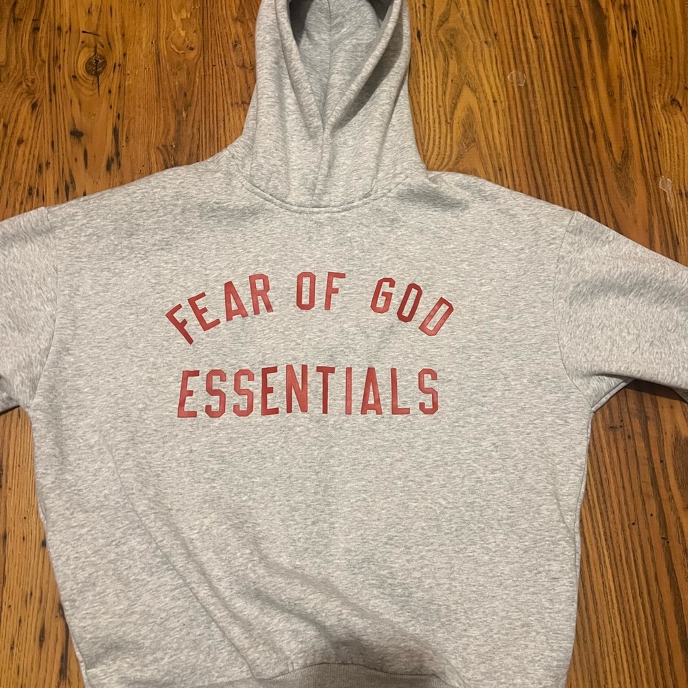men’s grey fear of god hoodie